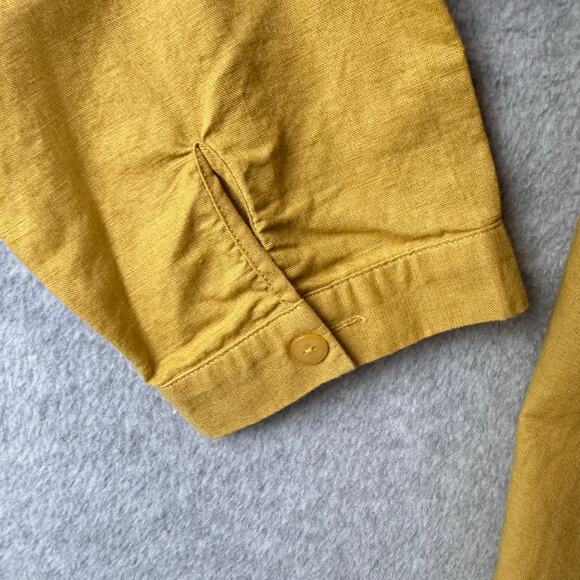 Boho Linen Button Down Tunic Size XL Gold Long Sleeve Embroidered Hi Low Indie - Picture 5 of 10